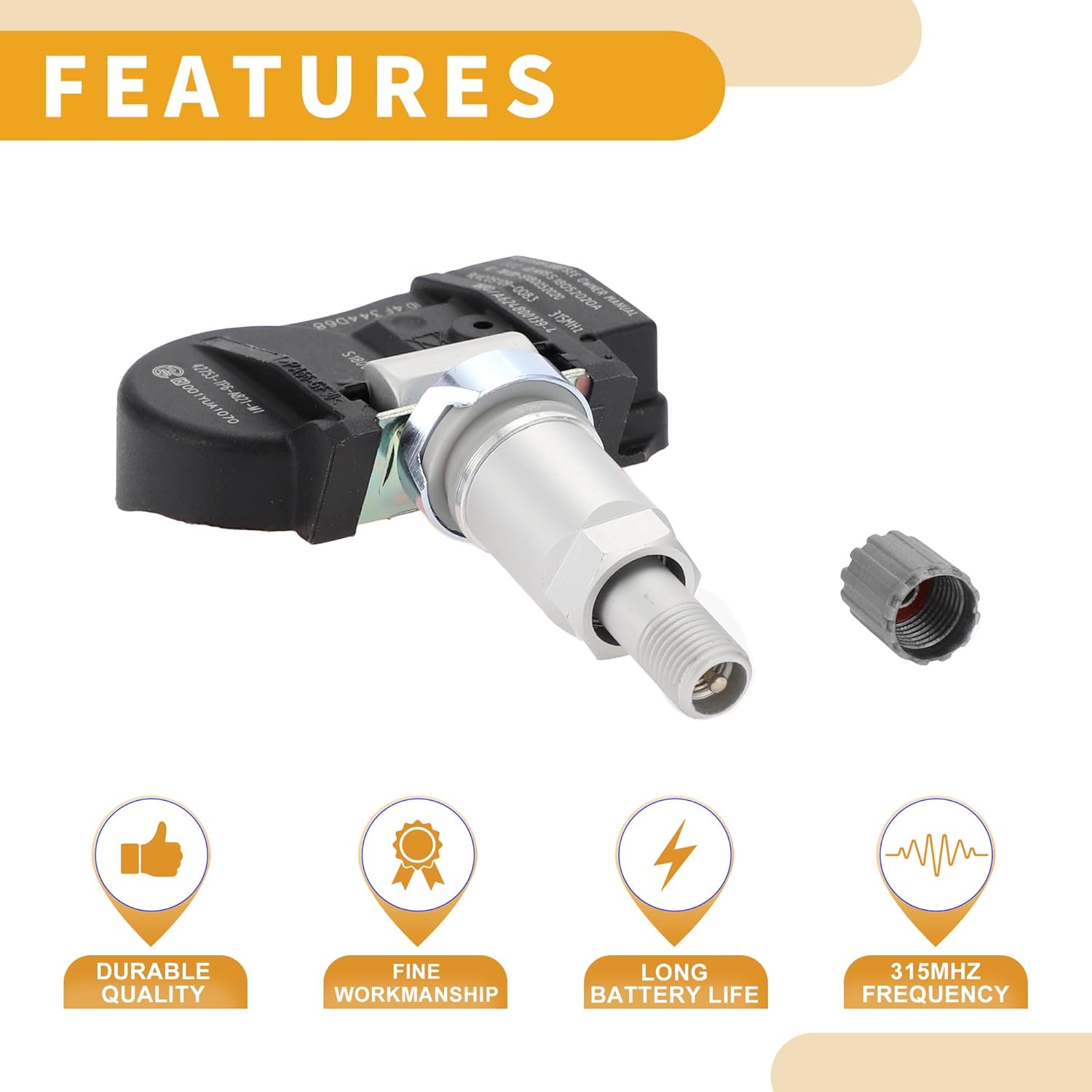 Tire Pressure Sensor No.42753TP6A82 Car TPMS Sensor for Honda CR-V 2012 2013 Metal Plastic Rubber Black 4Pc