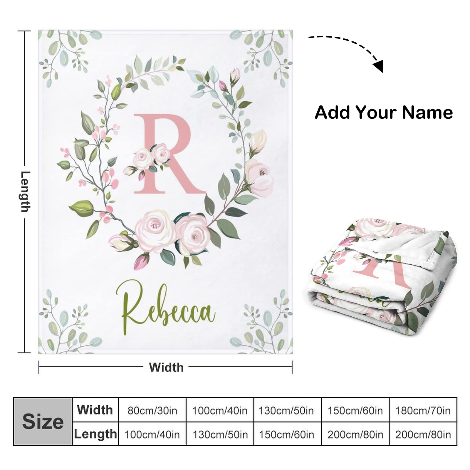 Personalized Baby Blanket With Name - Custom Fleece Throw 50x60 Inches With Flower Design For Kids & Adults - View #5