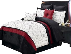 Royal Hotel Bedding Atlantis Ivory, Red, and Black Full-Size 12-Piece Comforter Set Includes Comforter, Bed Skirt, Pillow Shams, Decorative Pillows, Flat Sheet, Fitted Sheet, Pillowcases
