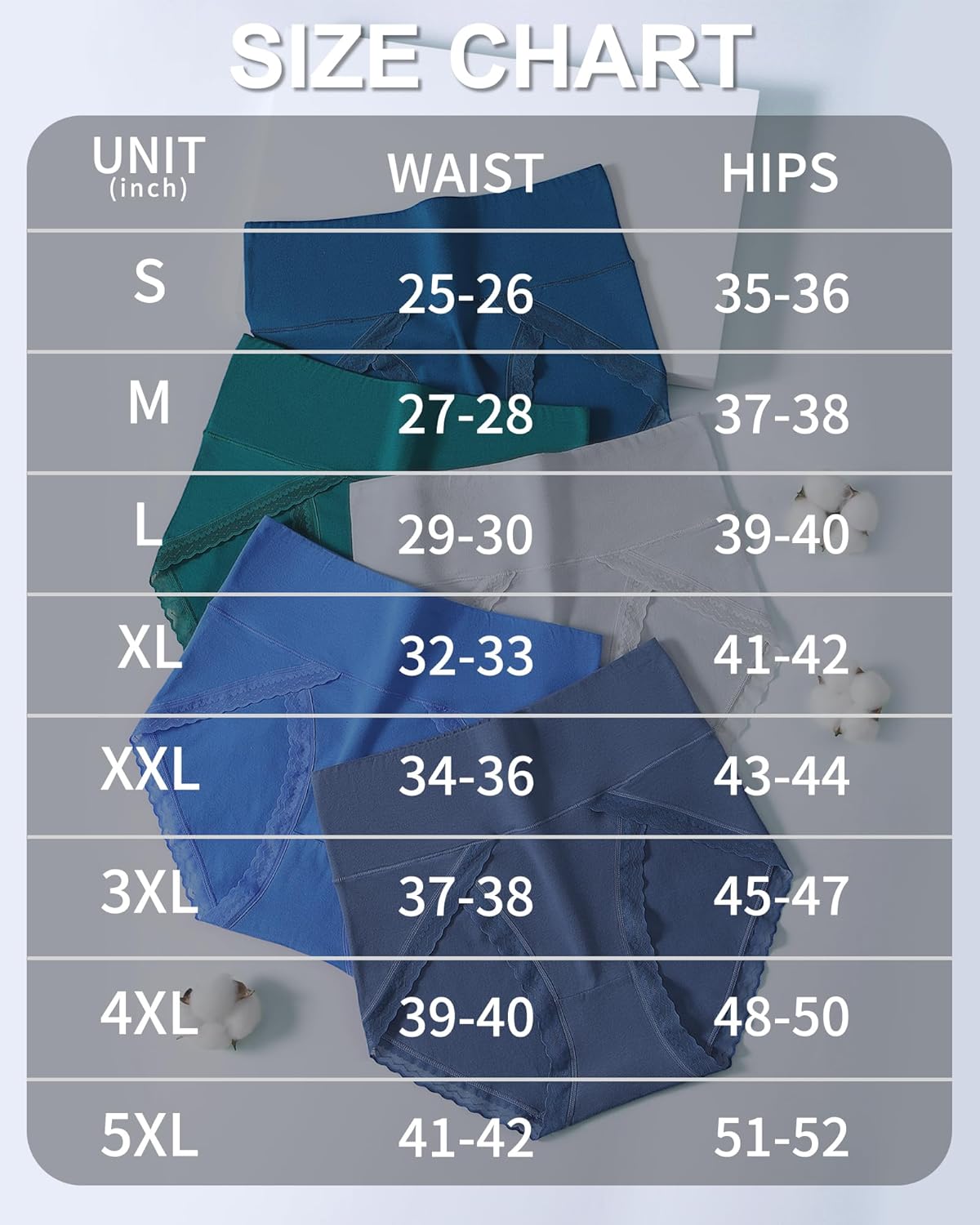 UMMISS Cotton Underwear for Womens High Waisted Slight Tummy Control High Cut Panties Full Coverage Ladies Briefs 5 Pack - Image 7