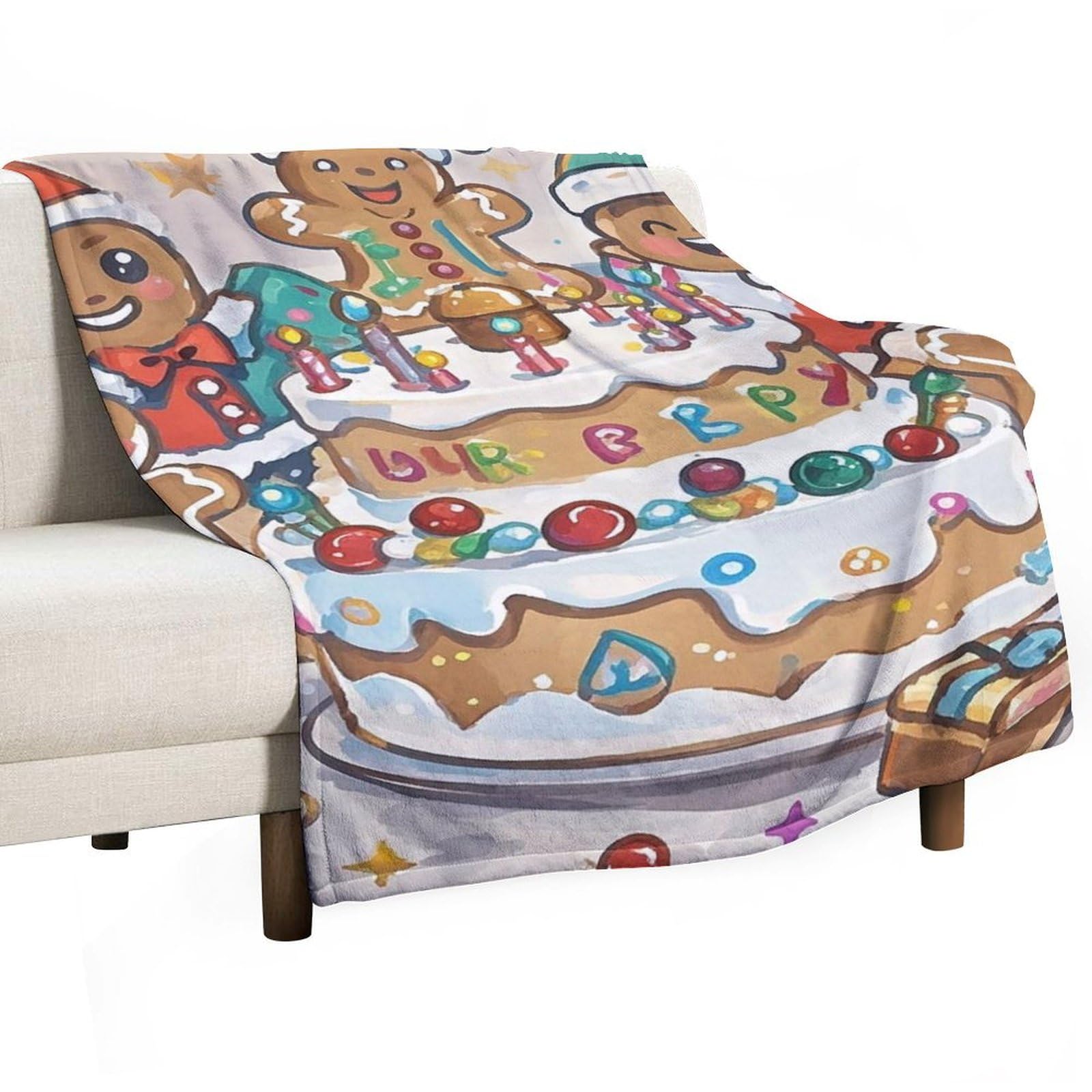 Couverture pain d'épices plaid flanelle pour cadeau d'anniversaire original
