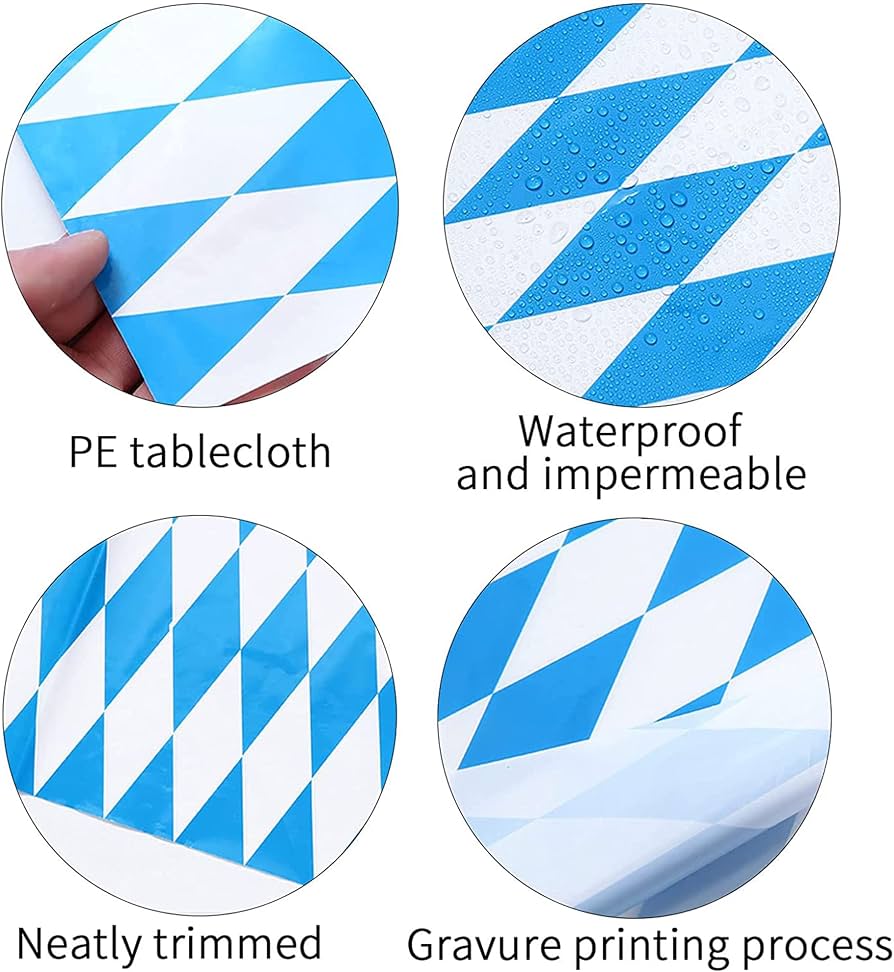 4x Oktoberfest Tischdecken Mit Bayerischer Rauten-Deko – Blau-Weiß Für Partys & Bierzelte