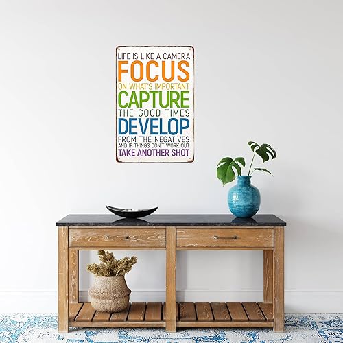 Miniatura 6 de Life Is Like A Camera Funny Wall Decor Retro Metal Sign Poster for Garage Man Cave Bathroom Bedroom Farm Inspirational Popular Wall Art 8x12 Inch