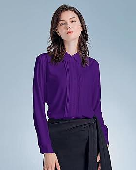 YAMANMAN Womens Button Down Shirts Long Sleeve Casual Chiffon