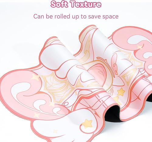 Miniatura 4 de GeekShare Alfombrilla de mouse grande para juegos, Kawaii rosa, antideslizante, con parte trasera de goma antideslizante, alfombrilla de escritorio