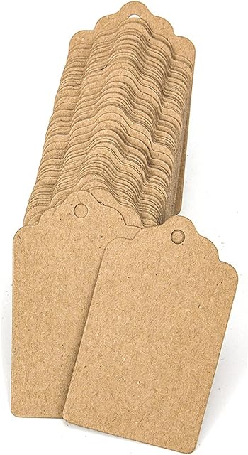 JANEMO Kraft Paper Tags, 9.5 * 4.5cm Durable Kraft Paper Gift Tags, Use for Information Tags, Bookmarks, Gift Tags, Clothing Tags, Price Tags, Gift Tags