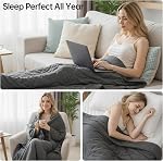 HCOIW Weighted Blanket for Adults 5 LB 41” x 60” Queen Size Heavy Blanket | Weighted blanket featuring premium glass bead fill, balanced grid stitching, airy cotton, cool touch & deep sleep support