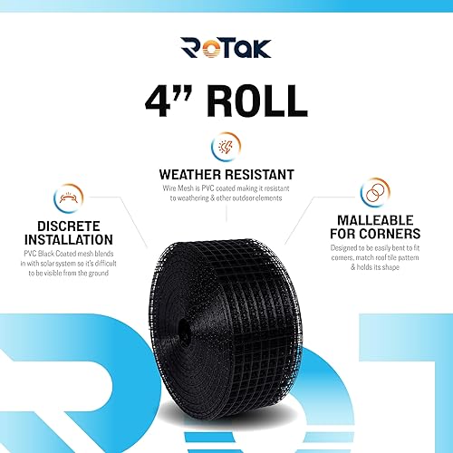 Miniatura 2 de Rotak Kit de panel solar Critter Guard Lite de 4 pulgadas x 100 pies (100 clips) | Malla de rollo de alambre de 1/2 pulgadas con revestimiento de