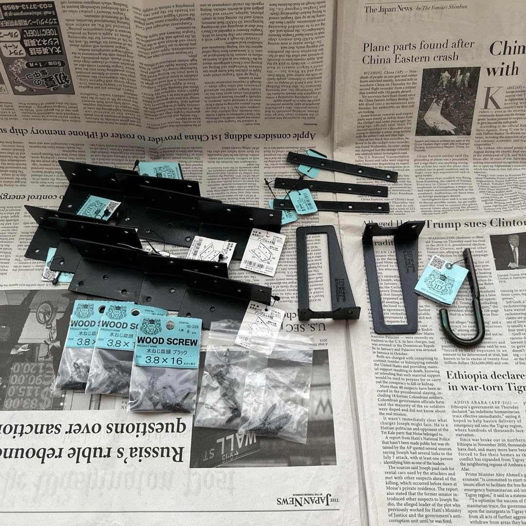 DIY 金属製ブラケット・フックセット ウッドスクリューは5袋付きです！