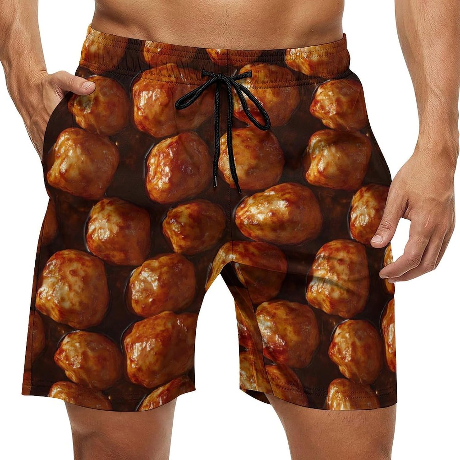 Tater Tots Food Casual Men's Swim Trunks Novelty Summer Beach Shorts Swimwear with Pocket