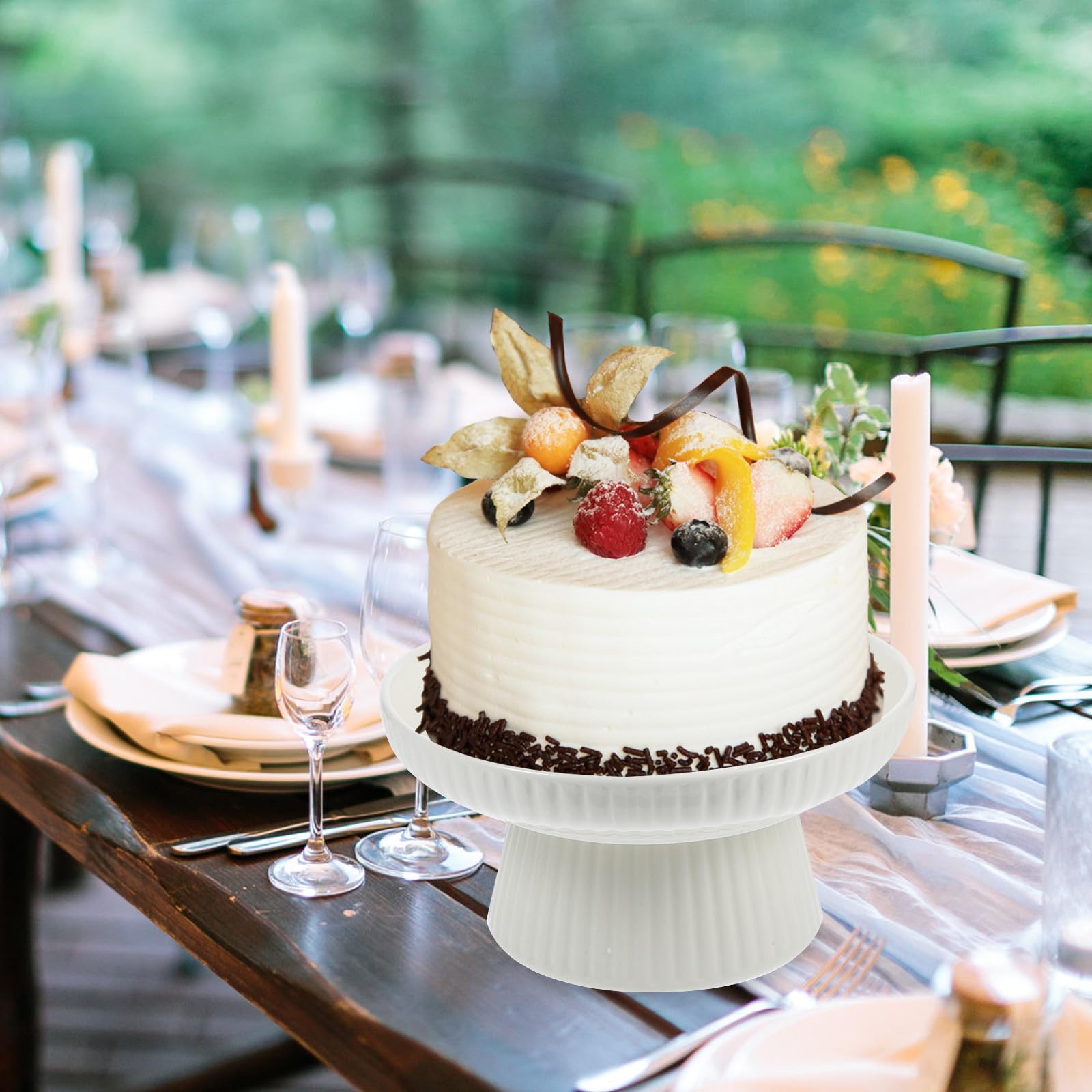 Levemolo Alzata per Torte in Porcellana Bianca, Vassoio Elegante per Dolci e Snack, per Feste e Compleanni, Accessorio Chic e Funzionale