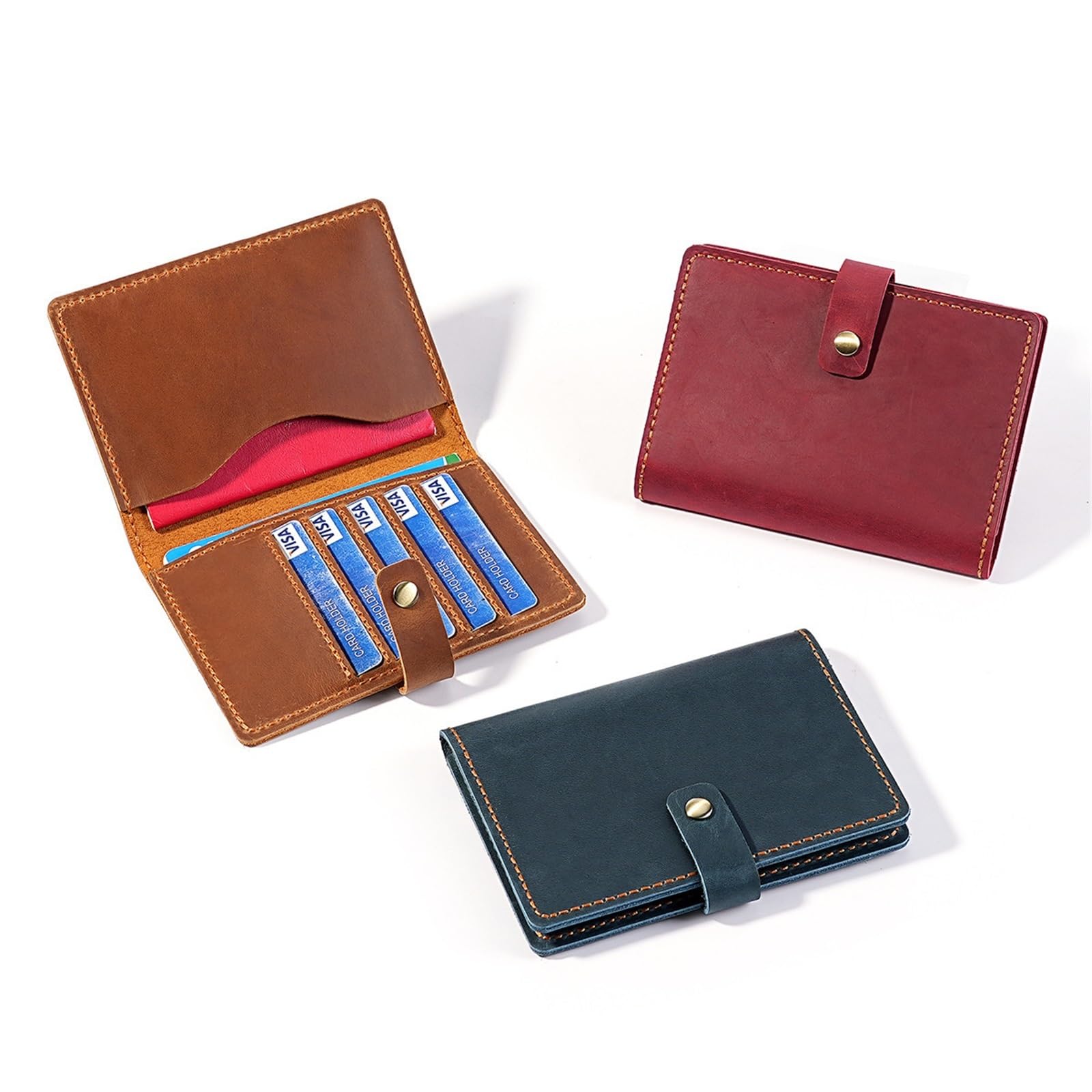 porta passaporto Porta passaporto in pelle Portafoglio da viaggio sottile e morbido for uomo Donna Custodie bifold con chiusura a scatto slot for carte(Black)