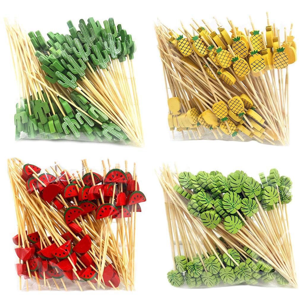Stuzzicadenti in bambù da 12 cm, spiedini per antipasti, stuzzicadenti da cocktail, spiedini per antipasti (beige, 300 pezzi