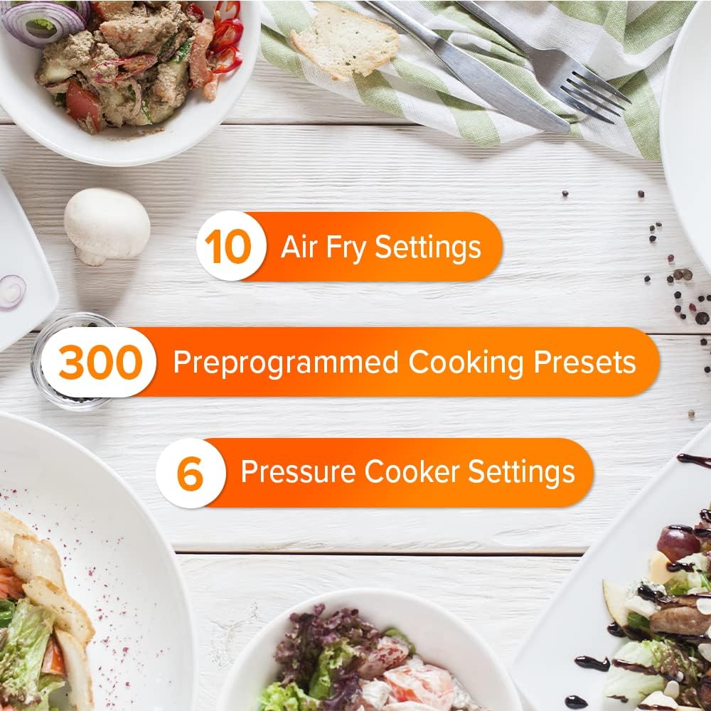 NuWave Duet Air Fryer and Pressure Cooker Combo with Stainless Steel Broil Rack that Steam, Sear, Saute, Slow Cook, Roast, Grill, Bake, Dehydrate, Pressure Cook & Air Fry, 6 Quart