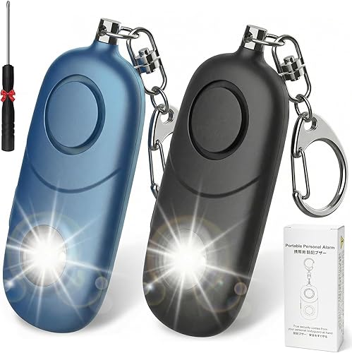 Miniatura 9 de Alarma personal para mujeres, llavero de alarma: Qoosea 4 unidades de llavero de emergencia de 135 dB sirena con luz estroboscópica para mujeres,