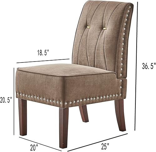 Miniatura 3 de DRM'SCUUM Sillas de comedor altas tapizadas de tela Parsons con respaldo alto, color marrón