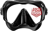 Mască de scufundări SEAC Pura, fără ramă, din silicon, cu lentilă unică, strat anti-aburire, cataramă 3D, negru, pentru snorkeling și scufundări 3
