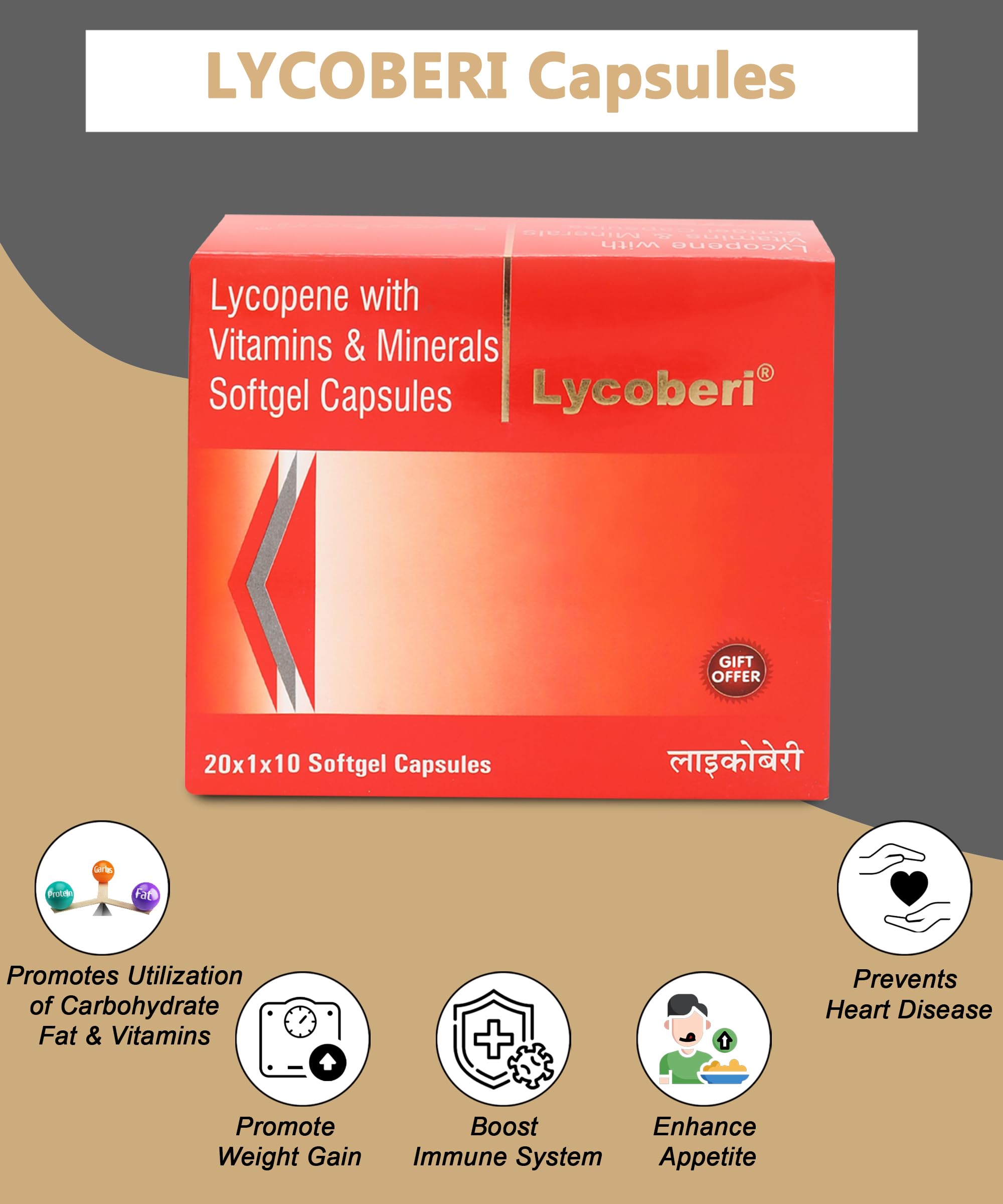 Lycoberi Capsules Men & Women's Multivitamin with 18 Essential Vitamins and Minerals, Supports Energy Levels, High Lycopene -Made in The India - 10 Count for Improved Energy and Focus (1 X 10) 10 PC — Amazon image 5