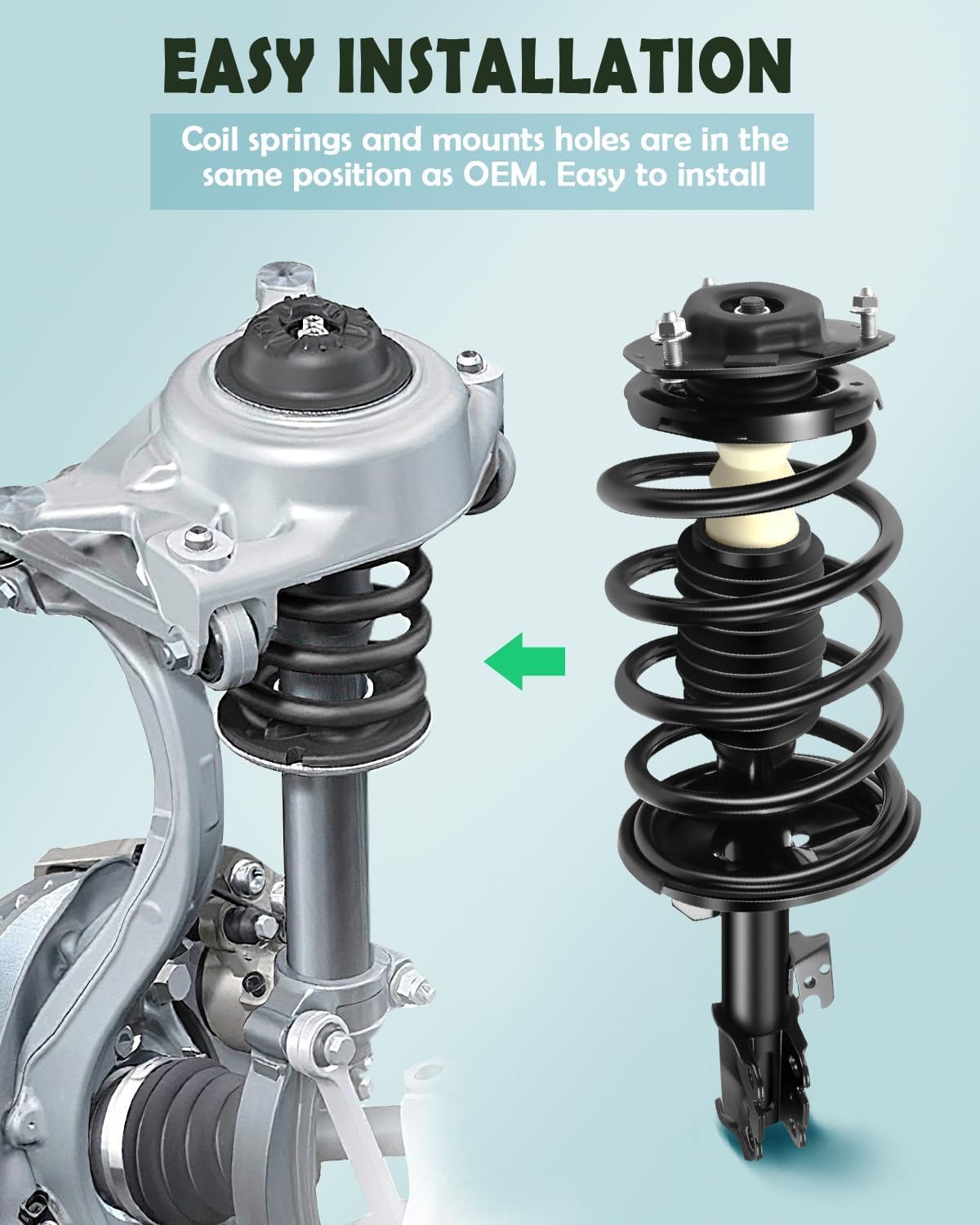 SCITOO Complete Strut Coil Spring Assembly Replacement Struts Shocks Fit for 2004-2006 for Toyota Sienna (Front Pair)