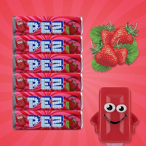 Pez Candy - Rollos de repuesto - fresa - Pez Candy - Maní frutos secos y sin gluten - Paquete de 25