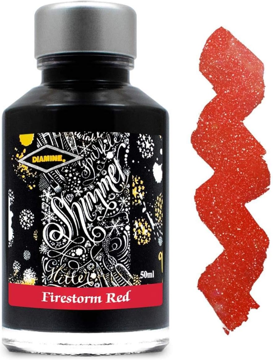 Diamine 50ml Shimmering Fountain Pen Ink - Firestorm Red