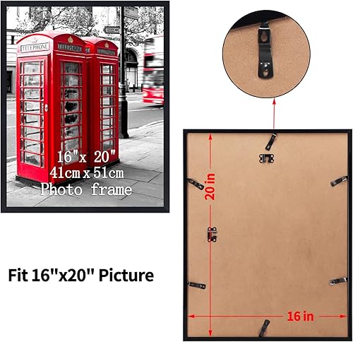 Miniatura 2 de Giftgarden Marcos negros de 16 x 20 pulgadas, paquete de 7 portarretratos grandes de 20 x 16 pulgadas, para pared, vertical, orientación paisajística