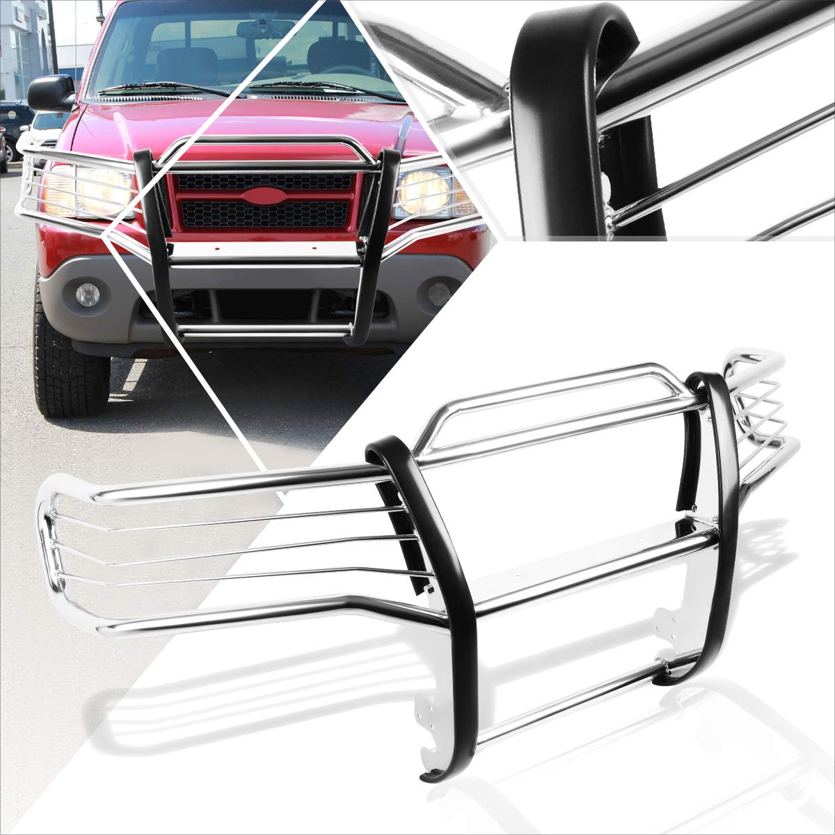 Compatible with Ford Explorer Sport Trac 2001-2005 Bumper Brush Grille Guard Protector,Chrome