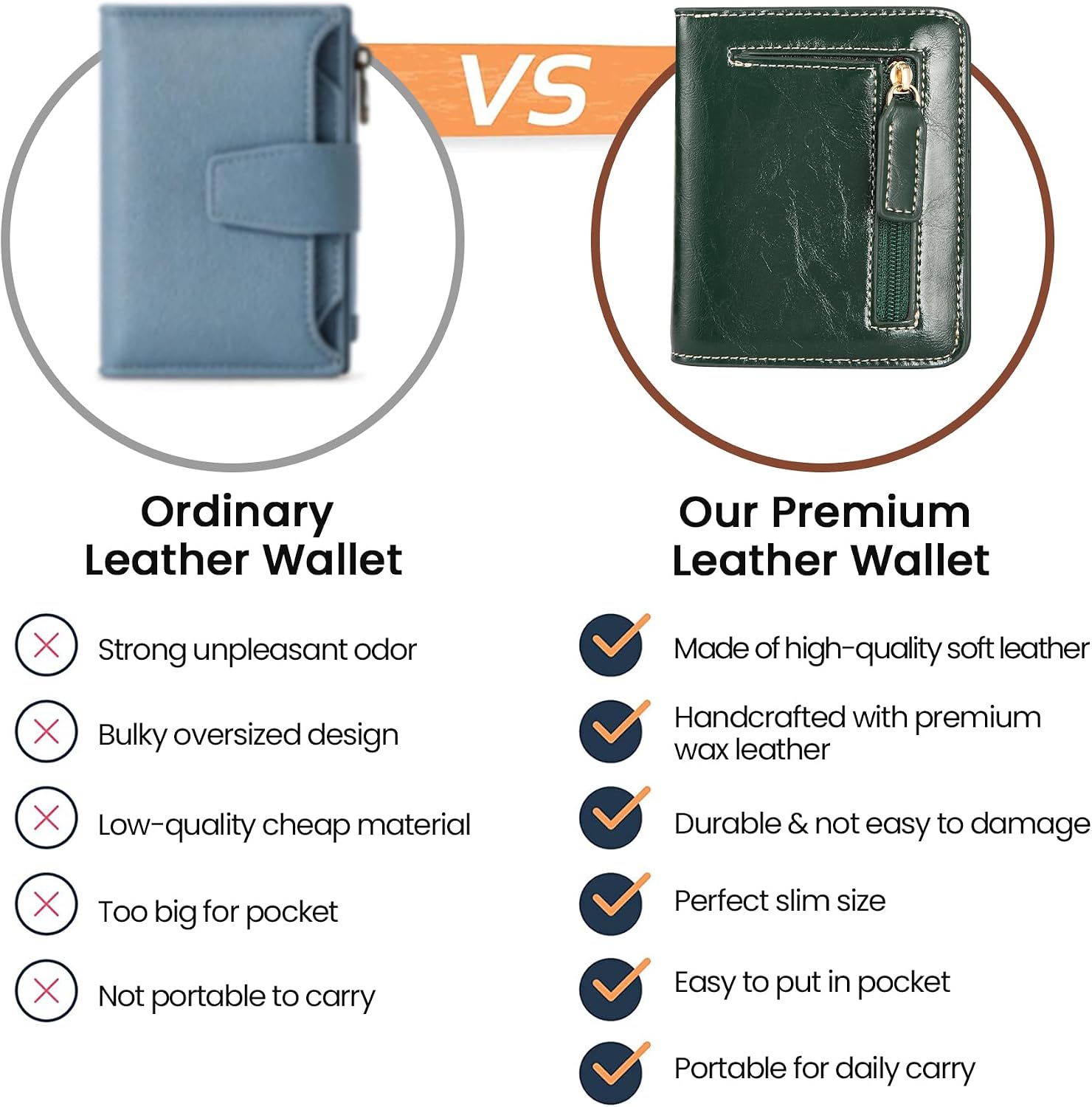 Itslife Women's RFID Blocking Small Compact Bifold Waxed Leather Pocket Wallet Ladies Mini Purse with ID Window (Dark Green)