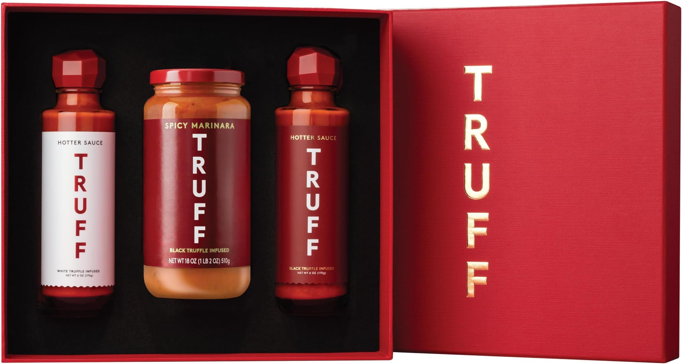 Spicy Lovers Pack - TRUFF Hotter Sauce, TRUFF White Hotter Sauce, and TRUFF Black Truffle Arrabbiata Pasta Sauce - Spicy Truffle Hot Sauce Gift Pack of 3 bottles