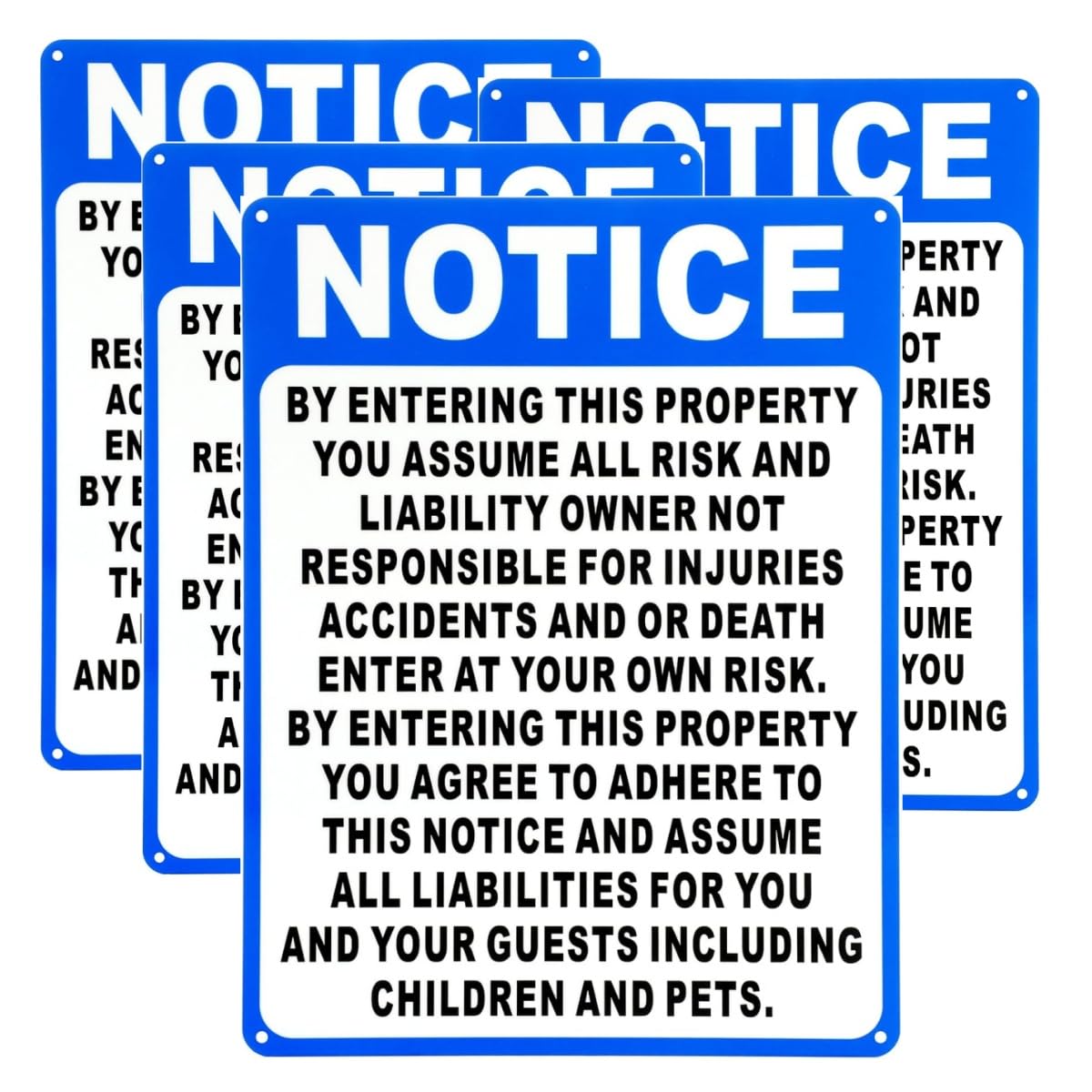 4 Pack Not Responsible for Accidents or Injuries Sign, 8 x 12 Inches Warning Sign for Property, Office, Bedroom