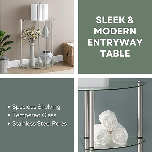 Miniatura 3 de Convenience Concepts Designs2Go - Mesa de entrada clásica de cristal de 3 niveles de 23 pulgadas, moderna mesa de exhibición con estantes de