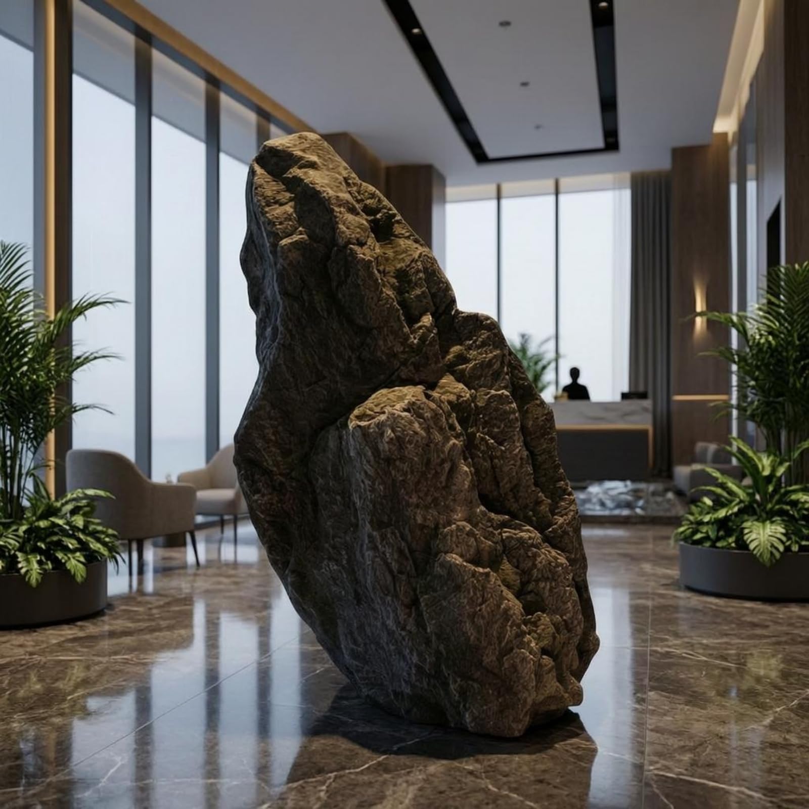 Simulierte Steinskulptur Garten Fels Deko Landschaftsstein Zierstein aus Glasfaserverstärktem mit Rauer Und Echtsteinwirkung für Garten Hotel, Grau, 8901 Hellgrau A