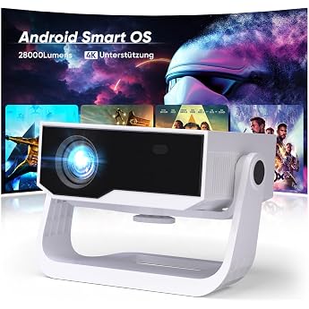Smart Projector 4K Support Android 11 Full HD 1080P 28000 Lumens WiFi 6 & BT 5.2 120  Adjustable Stand Electric Focus Keystone Correction Home Cinema Projector for Switch/PS5