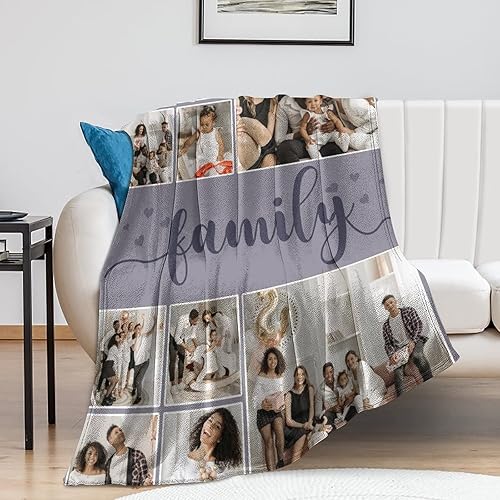 Miniatura 7 de Manta personalizada con fotos fabricada en Estados Unidos, manta personalizada para regalo conmemorativo de 10 fotos, manta personalizada para