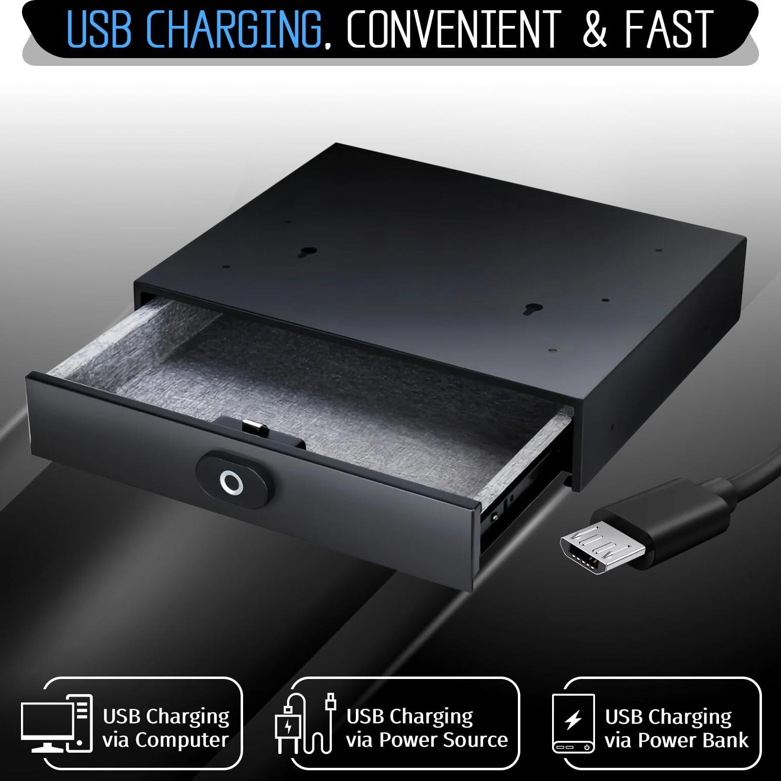 Caja Fuerte Inteligente Con Huella Dactilar, Recargable, Compatible Con Desbloqueo por Huella Dactilar y Aplicación, Ideal para Cajones de Casa, Oficina y Hotel