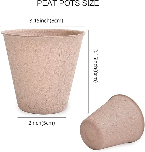 Vista 2 de JERIA Paquete de 50 macetas de turba de 3.15 pulgadas para semillero con 50 etiquetas de plantas, macetas de germinación de jardín al aire libre