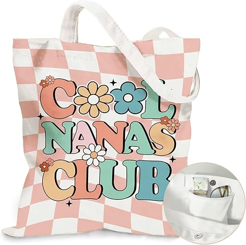 Miniatura 10 de Bolsa de lona estética para mujer, con cierre magnético a presión y bolsillo interior con cremallera, bolsa reutilizable Chica