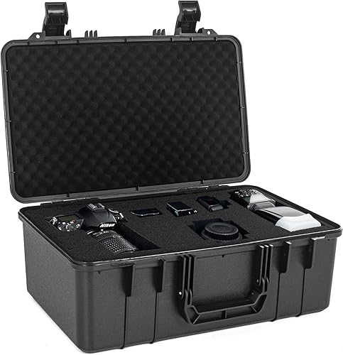 Funda protectora rígida a prueba de golpes resistente al agua con espuma personalizada para cámara, etc., 17.3 x 11.5 x 6.5 pulgadas