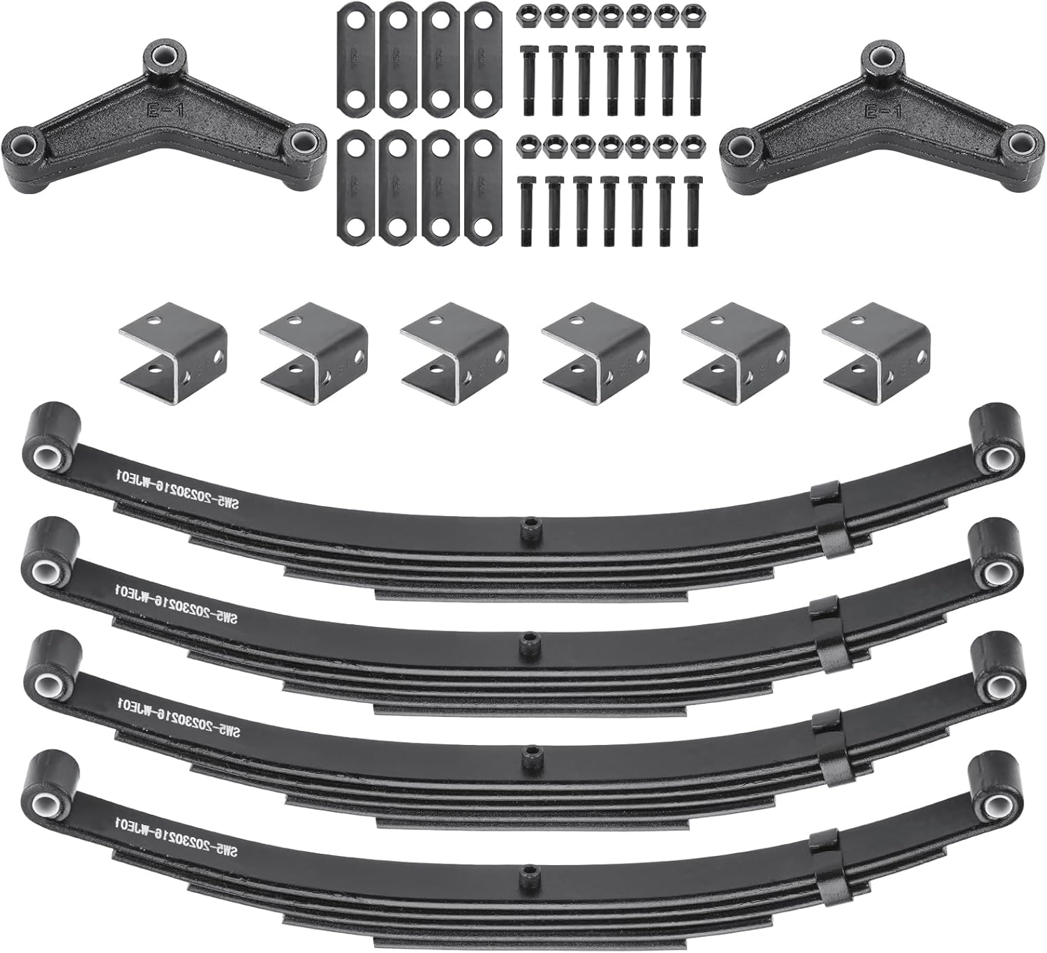 Trailer Leaf Spring 5 Leaf 3000lb Capacity Double Eye Springs for 5200lb-6000lb Tandem Trailer Axle & Hanger Kit, 25-1/4" Length, 1.75" Width, 3" Free Open Replaces for SW5, 4 PCS