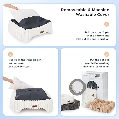 Miniatura 6 de Camas pequeñas para perros pequeños, camas lavables para gatos de interior, cama ortopédica rectangular para cachorros con funda extraíble