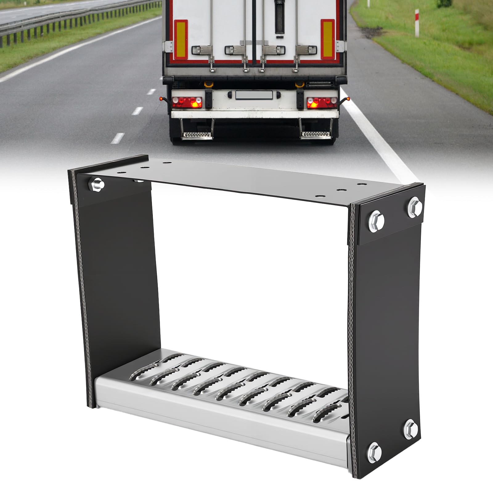 Photo 1 of tonchean Universal Flexible Rubber Truck Step,11.4"x14.8"Rubber Steps for Trucks,Hot-Dipped Galvanized Steel Cable Steps,Truck Accessories for Trucks Trailer Car Hauler Flatbed