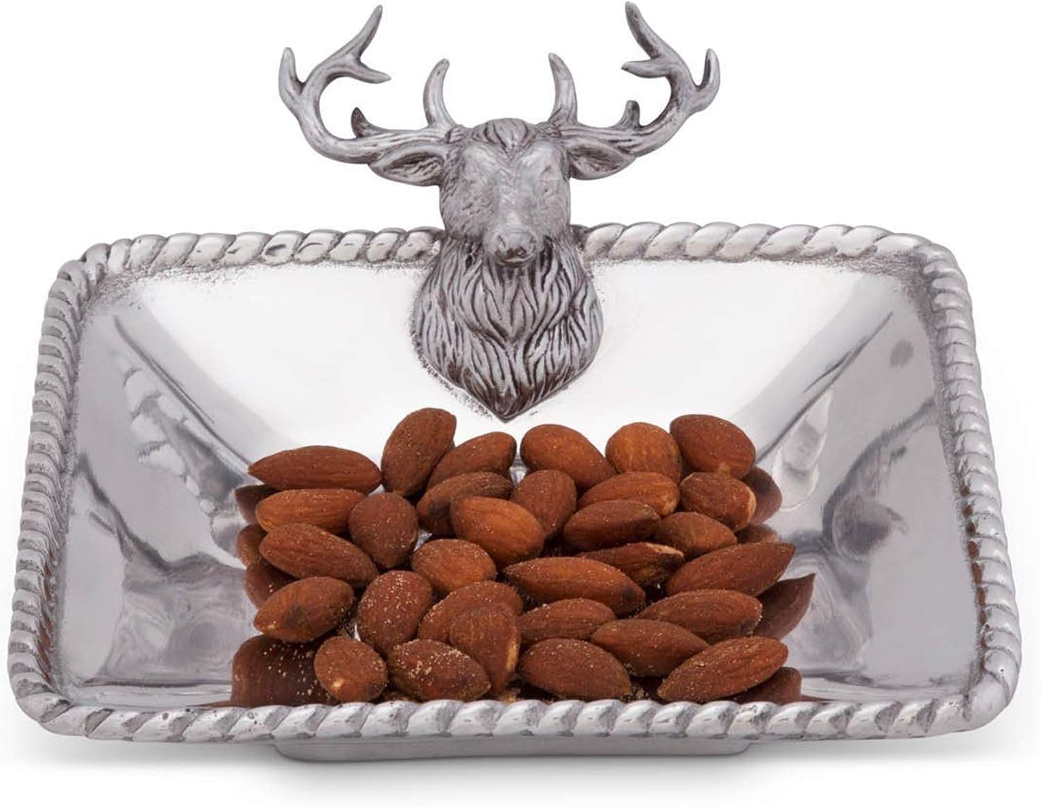 Arthur Court Aluminum Nut/Candy/Snack Bowl Dish with Elk Head; Lodge Style 6.5 Inch
