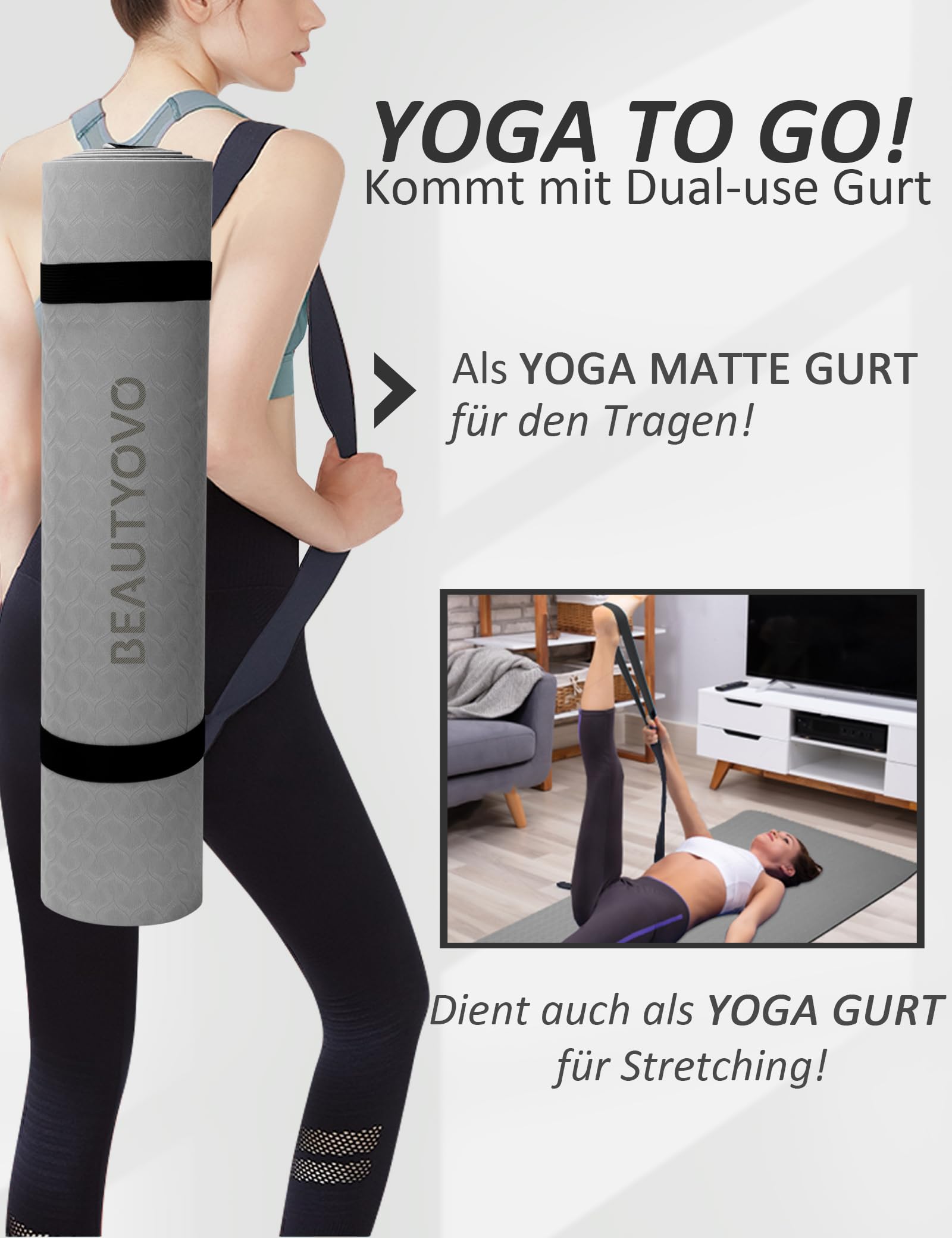 Tapis de yoga antidérapant, tapis de yoga de 6|8mm d'épaisseur, tapis de sport pro Tapis de fitness antidérapant, TPE|PVC Tapis de gymnastique pour la maison et l'extérieur, tapis de musculation