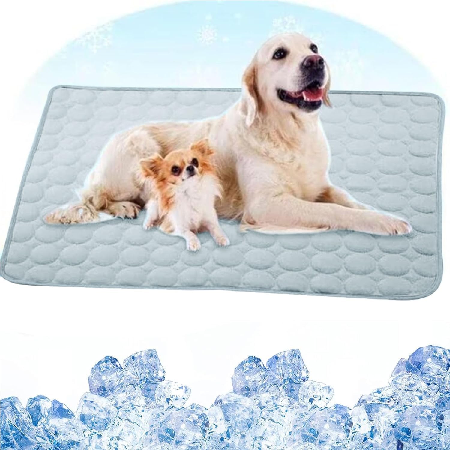 Pet Cooling Mat for Dogs & Cats, Pet Cooling Mat Self-Cooling Mat for Cat, Naturally Cool Ice-Silk Pad, Breathable Soft Sleeping Cushion for Indoor Floors Sofas and Car Travel Washable (Gray, 75x60cm)