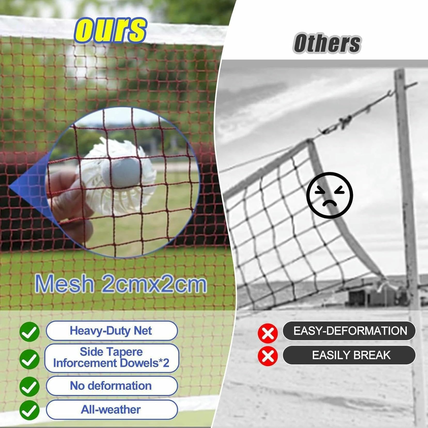 Conjunto De Red De Voleibol De Servicio Pesado, Voleibol/bádminton 2 En 1 Neto De Grupo, Altura Ajustable para Hombres Jóvenes Adultos, Jóvenes, Polos De Marco Neto De Bádminton ~/