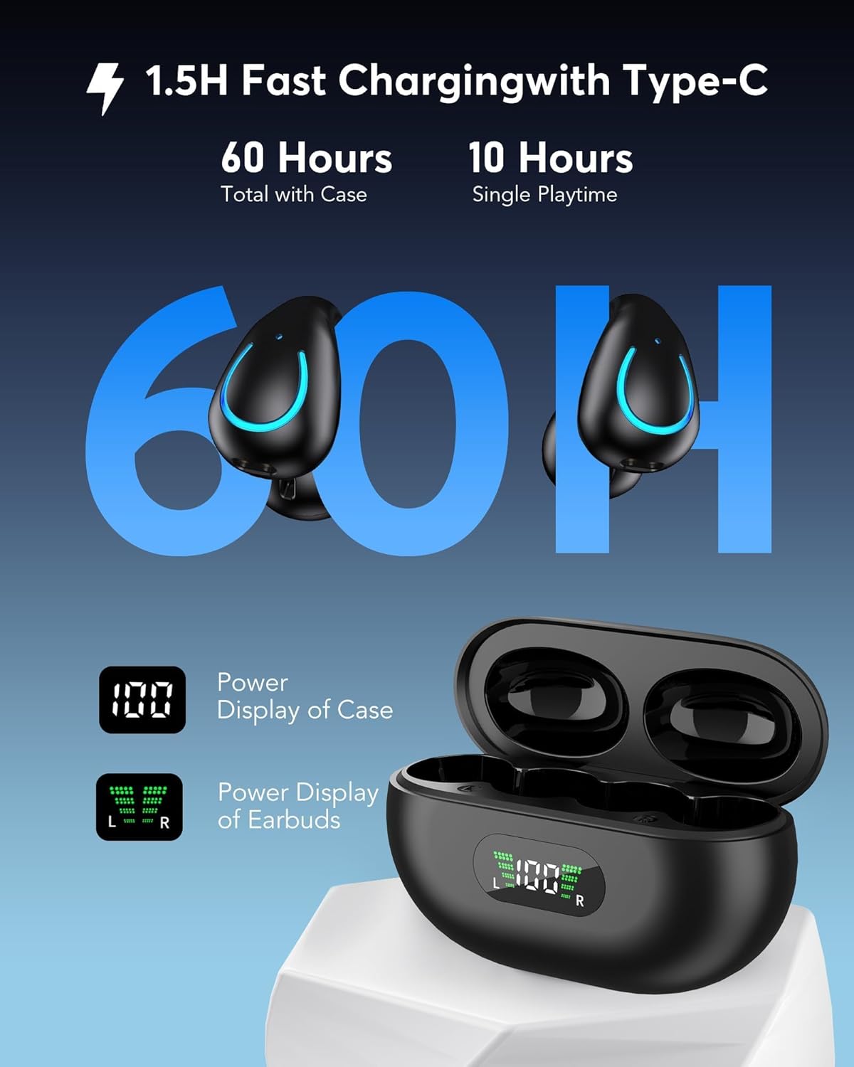 AI Translation Earbuds Real Time 146 Languages 60H Playtime Translator Ear Buds Audifonos Traductores Inglés Español Wireless Earphones Bluetooth Headphones for Travel Business Mee...