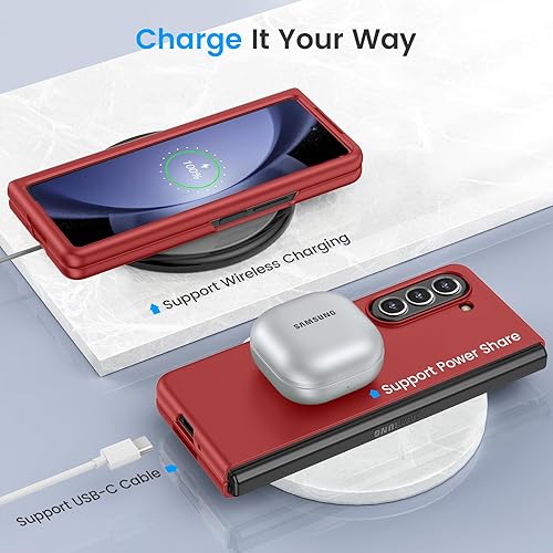 Miniatura 3 de Ruky Funda delgada para Samsung Z Fold 5, con protector de pantalla integrado, ultrafina y dura, de policarbonato, a prueba de golpes, arañazos,