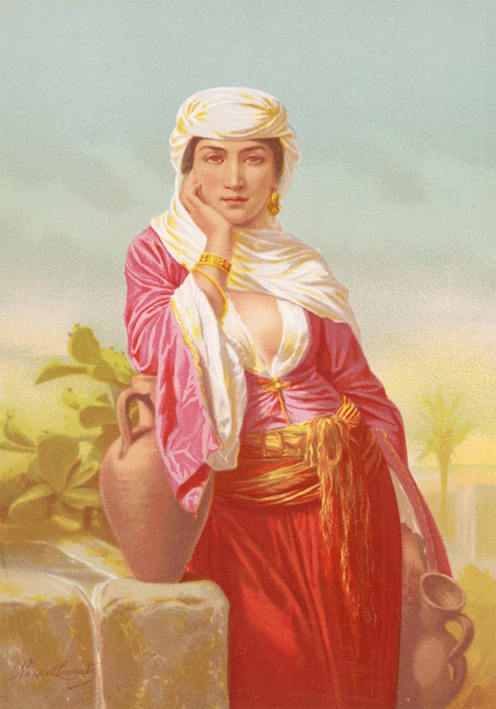 Posteriik No Frame Vintage Classic Picture Landscape Artwork The Woman Of Samaria By Emile Jean Horace Vernet Portrait Canvas Painting For Office Home Decor 60X90cm
