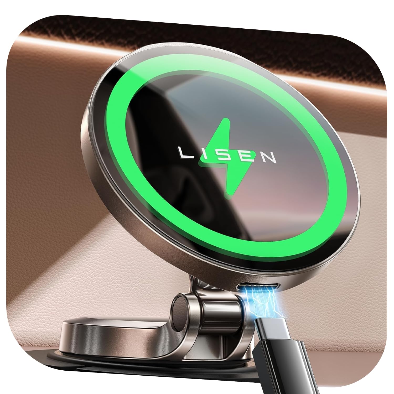 LISEN Magsafe Car Mount [20 Strongest Magnets] Car Magnetic Phone Holder Universal iPhone Car Holder Mount Dashboard Phone Holder for Car Compatible with All Phones