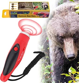 JIUSAIRUI 120dB Electronic Bear Horn to Scare Bears- Loud Air Horn for Safety Hiking Camping Emergency Whistle Can Replace Bear Bell